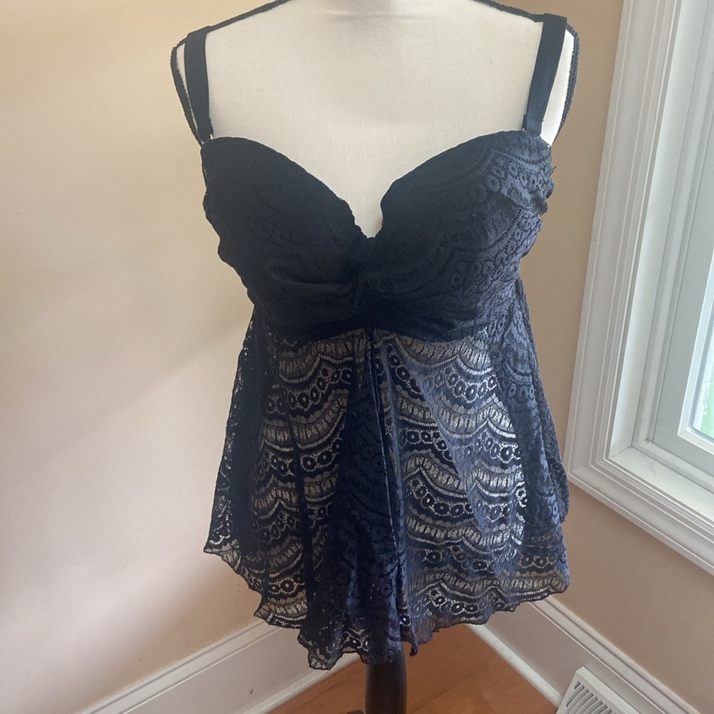 SMART & SEXY SWIM Size 40D NWT Bathing Suit Top Black Lace Beautiful - Picture 4 of 11